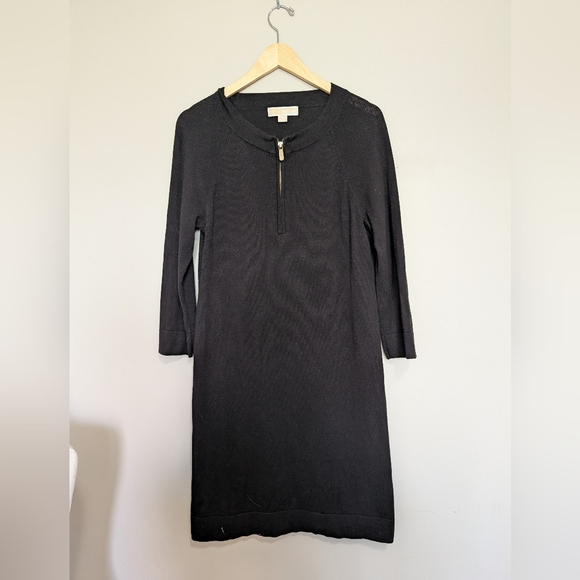 Michael Kors Black Knit Sheath Dress with 3/4 Sleeves Medium - Picture 1 of 10